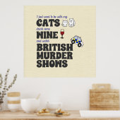 Katten, wijn en Britse Shows met moord Poster (Keuken)