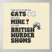 Katten, wijn en Britse Shows met moord Poster (Voorkant)