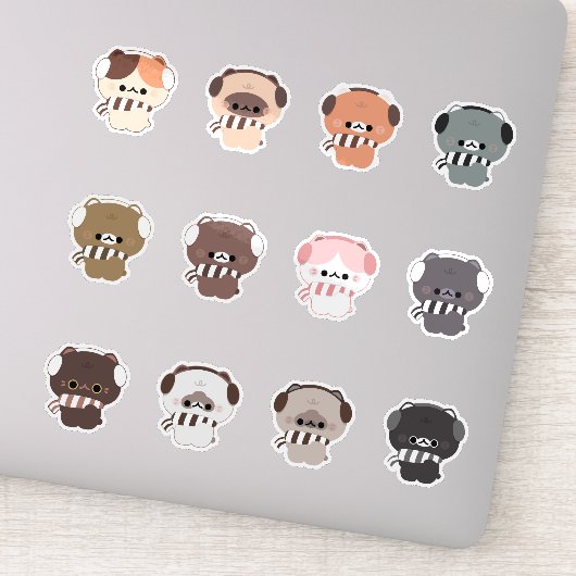 Katten Winter Herfst Kerst Sticker (Detail)