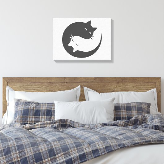 Katten yin en yang mandala - Kies achtergrondkleur Canvas Afdruk (Insitu (Slaapkamer))