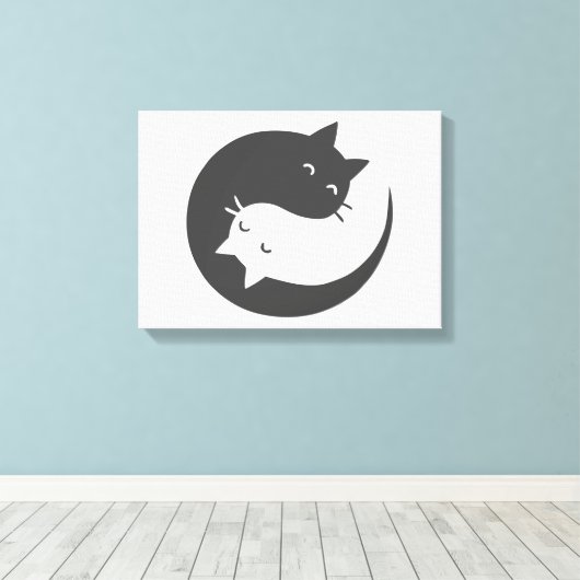 Katten yin en yang mandala - Kies achtergrondkleur Canvas Afdruk (Insitu (Houten vloer))