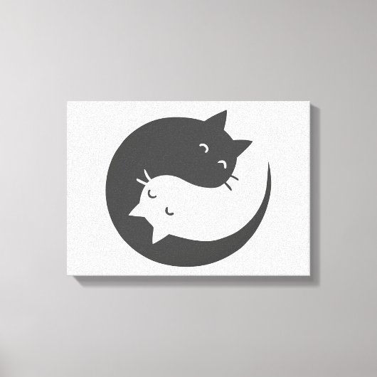 Katten yin en yang mandala - Kies achtergrondkleur Canvas Afdruk (Voorkant)