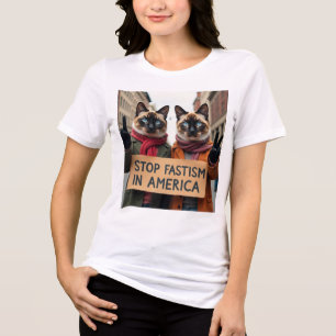 Katten zeggen: stop het politieke fascisme Tri-Blend shirt