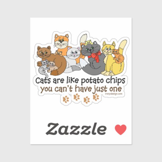 Katten zijn als aardappelchips Contour Cut Sticker (Vel)