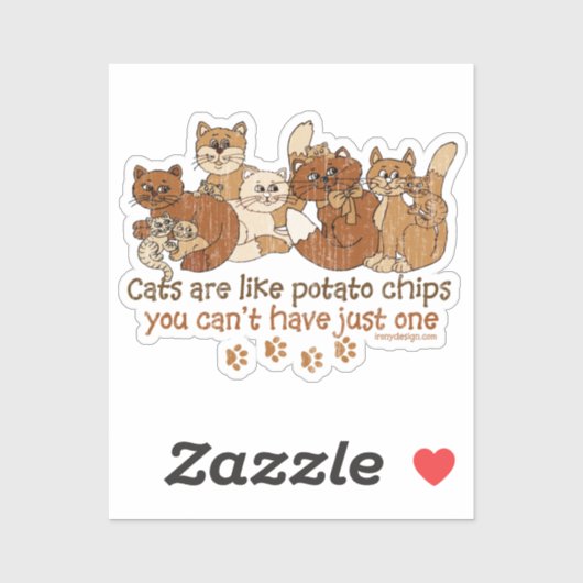 Katten zijn als aardappelchips Contour Cut Sticker (Vel)