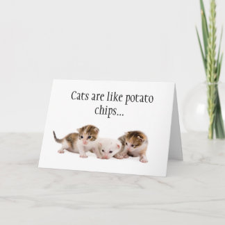 Katten zijn als aardappelchips Grappige verjaardag Kaart