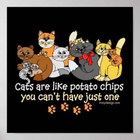 Katten zijn als aardappelchips poster (Voorkant)