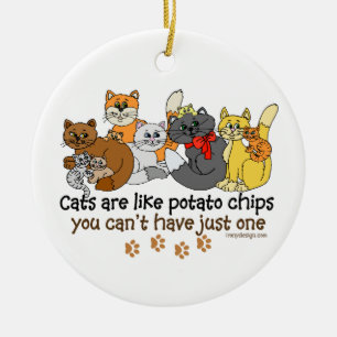 Katten zijn als chips keramisch ornament