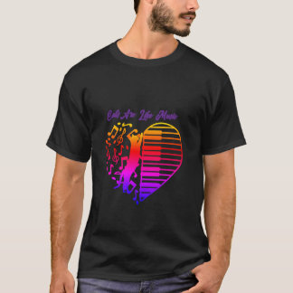 Katten zijn als muziek: muziekstaven en gitaren te t-shirt
