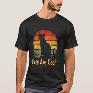 Katten zijn cool kat silhouet retro t-shirt