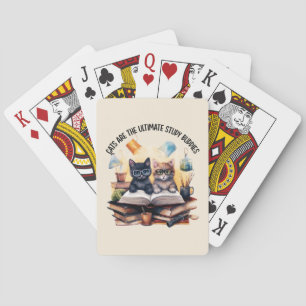Katten zijn de ultieme studiegenoten pokerkaarten