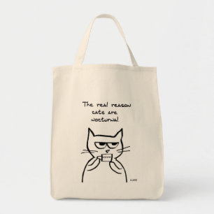Katten zijn helemaal 's nachts opgelucht - grappig tote bag