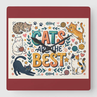 Katten zijn het Beste Vierkante Klok