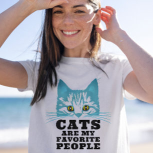 Katten zijn mijn favoriete mensen Modern Blauw Cha T-shirt