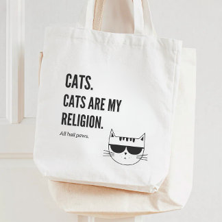 Katten zijn mijn religie Grappig Quote tweezijdige Tote Bag