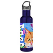 Katten zijn mijn stam | Oranje kat en bloemen Waterfles (Voorkant)