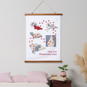 Katten zijn obsessief schoon hangend wandkleed