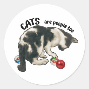 KATten zijn OOK mensen, Kunstwerk van Kat en Knikk Ronde Sticker