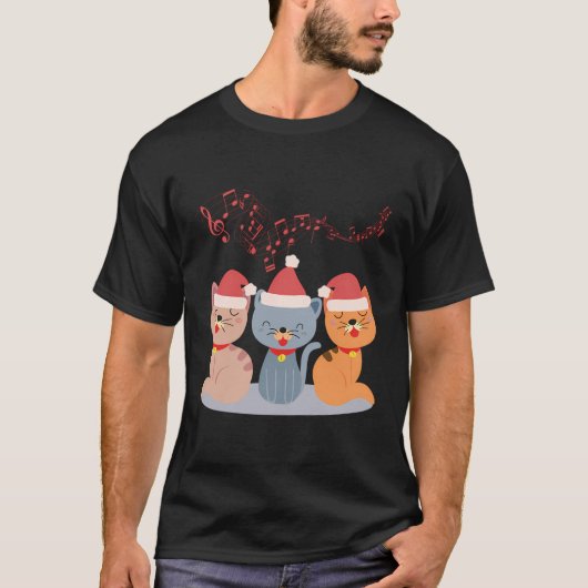 Katten zingen kerstlied t-shirt (Voorkant)