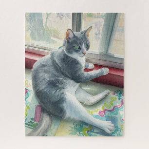 Katten zitten bij het raam Puzzel