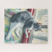 Katten zitten bij het raam Puzzel (Horizontaal)