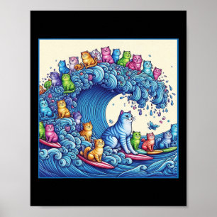 Katten zwaaien voor Kamala Funny Cat Lady 1 Poster