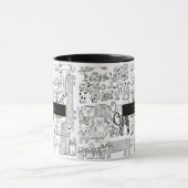 Katten zwart en wit illustratie naam mok (Midden)