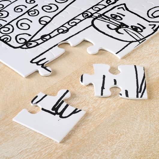 Katten zwart en wit, met handschrift geschreven mo legpuzzel (Zijkant)