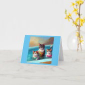 Katten zwemmen kaart (Gele Bloem)