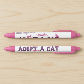 Kattenadoptiepen met contactgegevens zwarte inkt pen