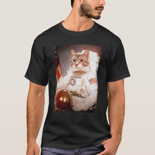 Kattenastronaut Maan Ruimtemissie Dier Astronaut T-shirt (Voorkant)