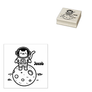 Kattenastronaut op de maan - Schattig  Rubberstempel