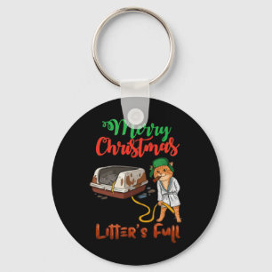Kattenbak is Vol Kerstmis Funny Kattenliefhebbers  Sleutelhanger