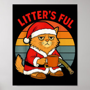 Kattenbak Vol Kat Kerst Kleding Vermoeide Kattenba Poster