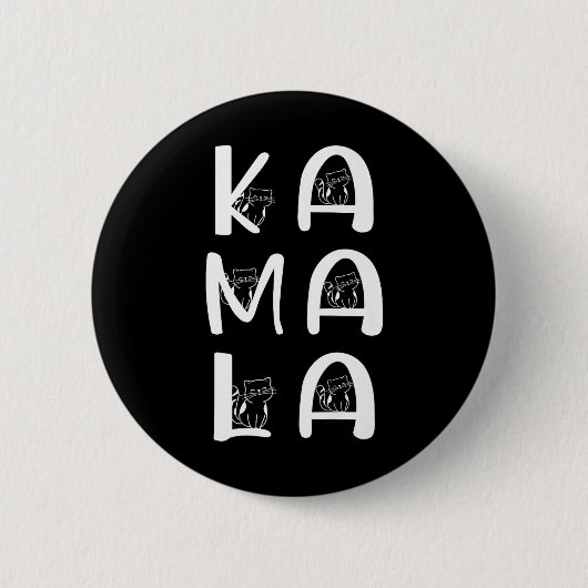 Kattenbelettering positief Kamala Harris Walz Ronde Button 5,7 Cm (Voorkant)