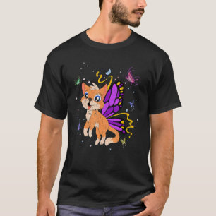 Kattenbezitter Fantasy Vlinder Kat Cute Huisdier T-shirt