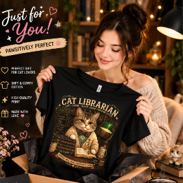 Kattenbibliothecaris T-shirt | Mooie boekliefhebbe