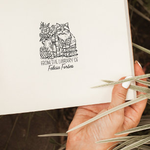 Kattenbibliotheek Boek Rubberstempel