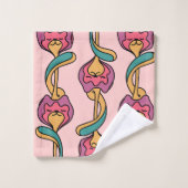 Kattenbloemroovpatroon, schattig en grappig kitten bad handdoek (Wasdoekje)