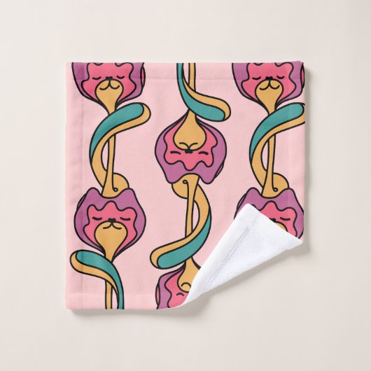 Kattenbloemroovpatroon, schattig en grappig kitten bad handdoek (Wasdoekje)