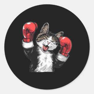 Kattenbokskampioen Grappige Schattigee Kitten Figh Ronde Sticker