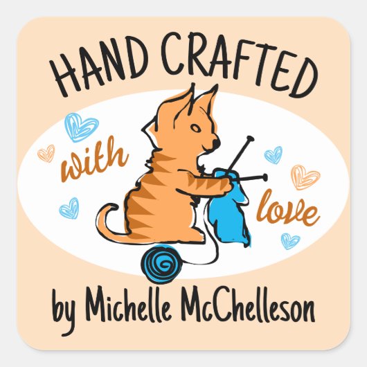 kattenbreipennen cadeauetiket label (Voorkant)