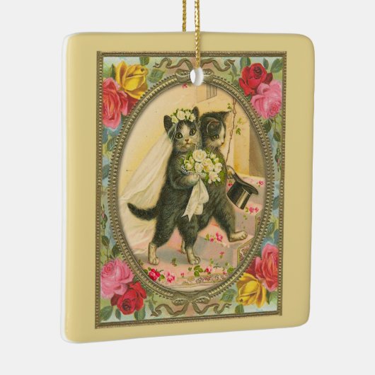 Kattenbruid en bruidegom geel variant ornament (Rechts)