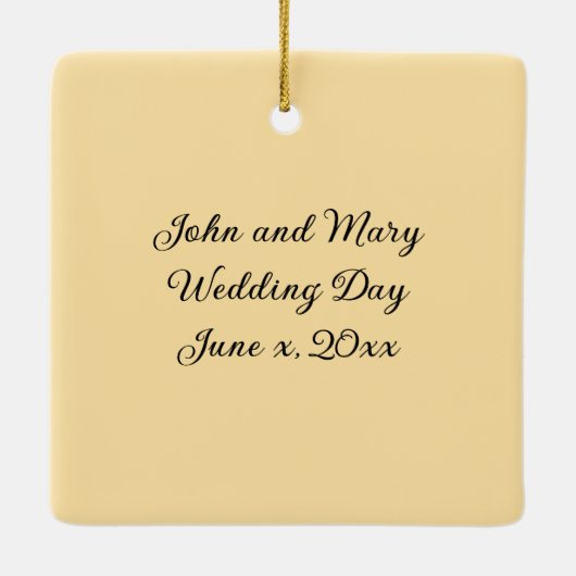 Kattenbruid en bruidegom geel variant ornament (Achterkant)