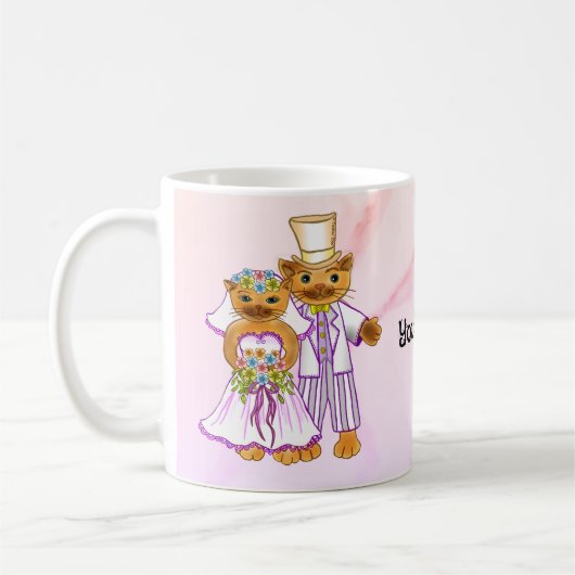 Kattenbruid en bruidegom mokken (Links)