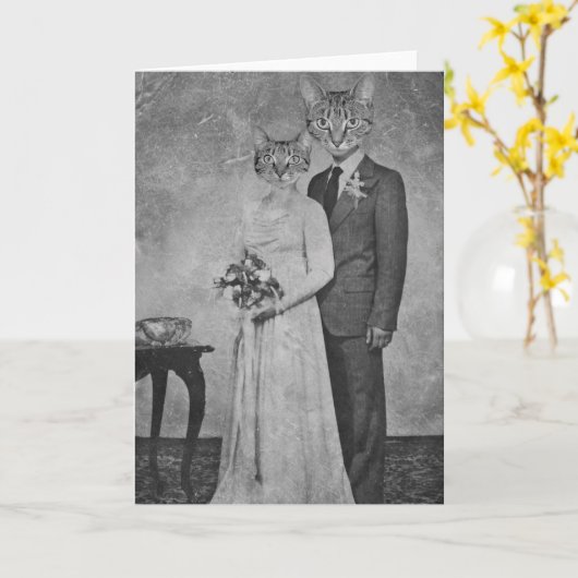 Kattenbruiloft Kaart (Gele Bloem)