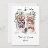Kattenbruiloft met bruid en bruidegom save the date (Voorkant)