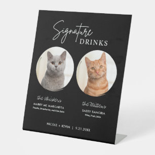 Kattenbruiloft Signature Dranken Cocktailbar Zwart Reclamebord Met Voetstuk