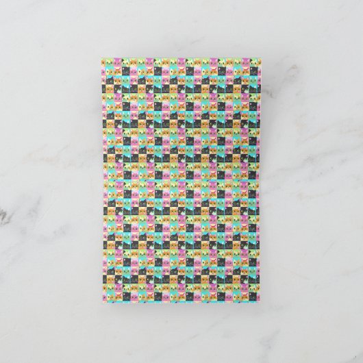 kattencadeau | Leuk Kawaii kat patroon Bedankkaart (Binnen)