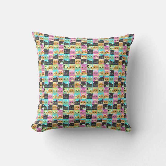 kattencadeau | Leuk Kawaii kat patroon Kussen (Voorkant)